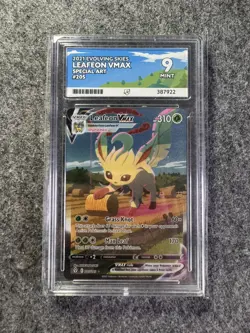 Pokemon TCG Leafeon VMAX 205/203 Evolving Skies Secret Rare Card Graded 9 ACE - Image 1