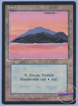 Island V3 Foreign Black Bordered MTG MISPRINT Card in German Copyright in French - Image 1