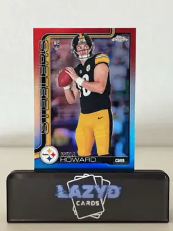 2025 Topps Chrome #321 Will Howard RED WHITE & BLUE REFRACTOR RC - Steelers - Image 1