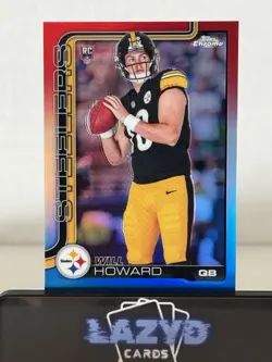 2025 Topps Chrome #321 Will Howard RED WHITE & BLUE REFRACTOR RC - Steelers - Image 2