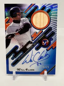 Will Clark 2025 Topps Pristine Pieces Autograph Relic Blue /75 Giants Auto - Image 1