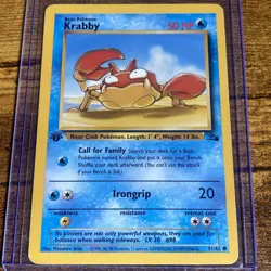 1st Edition Krabby 51/62 Fossil Set - Common Pokemon Card - LP - Image 1