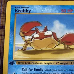 1st Edition Krabby 51/62 Fossil Set - Common Pokemon Card - LP - Image 2