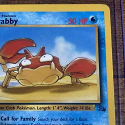 1st Edition Krabby 51/62 Fossil Set - Common Pokemon Card - LP - Image 3