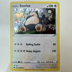 2020 Pokemon TCG Sword & Shield Snorlax Holo 140/202 Cosmos Holo Rare Card LP - Image 1