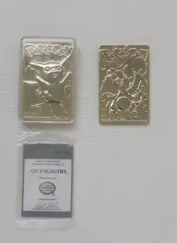 Pokemon 1999 Charizard Pikachu Burger King Trading Card Set 23K Gold-Plated - Image 1