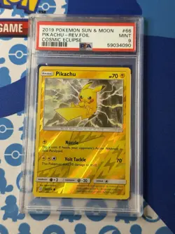 Pikachu 66/236 Cosmic Eclipse Reverse Holo PSA 9 Pokemon Card 2019 - Image 1