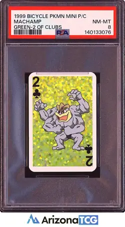 Pokemon 1999 Machamp 2 Of Clubs Green Bicycle Pokemon Mini Playing Cards PSA 8 - Image 1