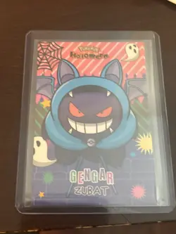 Pokemon Halloween Gengar & Zubat Art Card – Spooky Collector Insert - Image 1