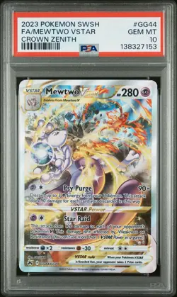 2023 Pokemon SWSH Crown Zenith Mewtwo VSTAR Galarian Gallery #GG44/GG70 PSA 10 - Image 1