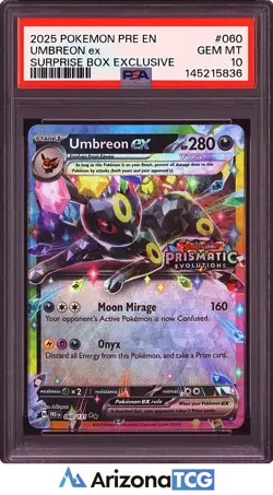 Pokemon 2025 Umbreon ex 060 Surprise Box Exclusive Prismatic Evolutions PSA 10 - Image 1