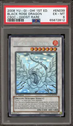 Yu-Gi-Oh! Black Rose Dragon 1st Edition Ghost Rare CSOC-EN039 PSA 6 - Image 1