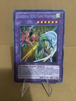 Yu-Gi-Oh Elemental Hero Flame Wingman LCGX-EN045 1st Edition Secret Rare LP - Image 1
