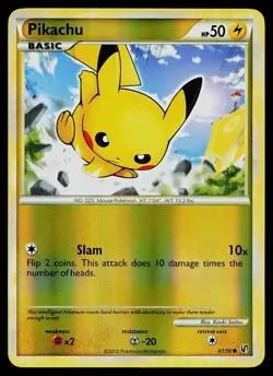 Pokemon Card - Pikachu HGSS Undaunted 61/90 Reverse Holo Common - Image 1