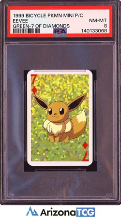 Pokemon 1999 Eevee 7 Green Bicycle Pokemon Mini Playing Cards PSA 8 - Image 1