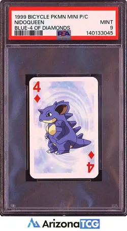 Pokemon 1999 Nidoqueen Blue 4 Of Diamonds Bicycle PKMN Mini Playing Cards PSA 9 - Image 1