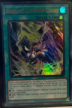 Konami Radiant Typhoon Chant Spell Card 1st Edition Holo DOOD-EN061 - Image 3