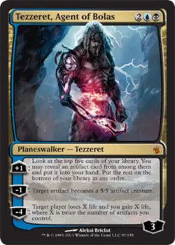 1x Tezzeret, Agent of Bolas Moderate Play, English Mirrodin Besieged MTG Magic - Image 1