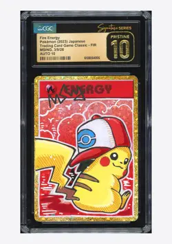 Pokemon CGC 10 PRISTINE AUTO 10 Fire Energy Holo Pikachu Msing 2023 #FIR CLL JPN - Image 1