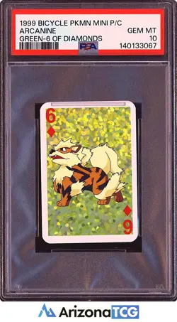 Pokemon 1999 Arcanine 6 Of Diamonds Bicycle Pokemon Mini Playing Cards PSA 10 - Image 1