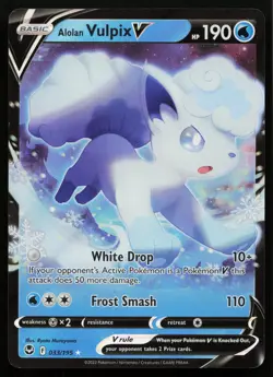 Alolan Vulpix V 033/195 Holo V Rare Silver Tempest Pokemon Near Mint - Image 1