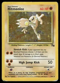 Hitmonlee 7/62 Holo Rare Fossil Pokemon Unlimited Holo Heavily Played - Image 1