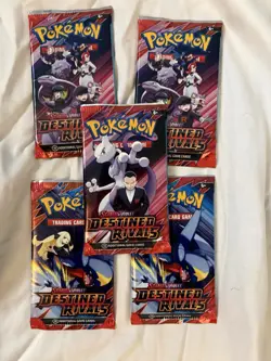 Pokemon TCG Scarlet & Violet Destined Rivals Booster Pack Lot - 5 Sealed Packs - Image 1