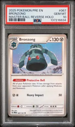 2025 POKEMON PRE EN-PRISMATIC EVOLUTIONS #067 BRONZONG PSA 10 - Image 1