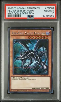 2025 YU-GI-OH! NIKE COLLABORATION PROMO #EN002 RED-EYES BLACK DRAGON PSA 10 - Image 1