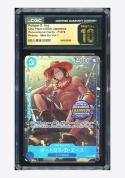 One Piece CGC 10 PRISTINE Portgas D. Ace Promo 2024 P-074 Mini Tin Vol.1 JPN - Image 1
