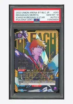 Union Arena PSA10 AUTO9 Ichigo Kurosaki 3 STAR Masakazu Morita 2023 BLC-041 JPN - Image 1