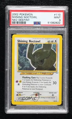 Shining Holo - Shining Noctowl Pokemon Neo Destiny PSA 9 MINT 2002 - Image 1