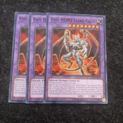 Yugioh! x3 Evil Hero Dark Gaia LDS3-EN029 Common 1st Ed 3x Yu-gi-oh! TCG FUSION - Image 1