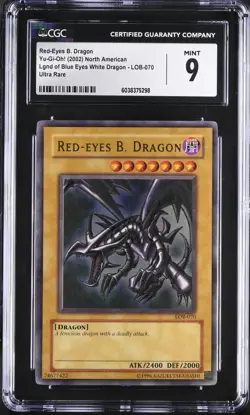 Yu-Gi-Oh! 2002 Red-Eyes B. Dragon Legend of Blue Eyes Ultra Rare LOB-070 CGC 9 - Image 1