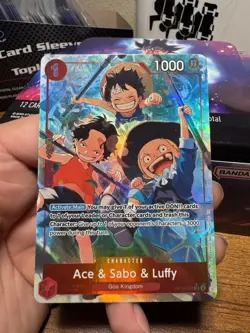 One Piece OP13-007 Ace & Sabo & Luffy SR (Alternate Art) Carrying On His Will NM - Image 1