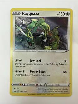 Pokemon TCG Rayquaza SWSH029 Holo Black Star Promo Card Near Mint Condition - Image 1
