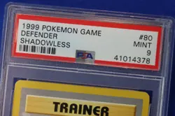 1999 Pokemon DEFENDER SHADOWLESS Trainer Card #80 TCG PSA Mint 9 Graded Vintage - Image 3