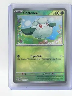 Cottonee (Master Ball Pattern) 007/131 Prismatic Evolutions Reverse Holo Card - Image 1