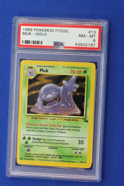 1999 Pokemon Fossil #13 MUK HOLO Card TCG PSA NM-MT 8 Graded Vintage Rare 13/62 - Image 1