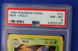 1999 Pokemon Fossil #13 MUK HOLO Card TCG PSA NM-MT 8 Graded Vintage Rare 13/62 - Image 3