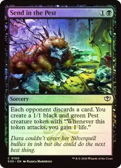 NM Foil Send in the Pest, MTG, Secrets of Strixhaven, Magic the Gathering, 100 - Image 1