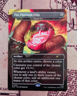 MTG The Platinum Chip Caged Sun Borderless Fallout Secret Lair NM - Image 1