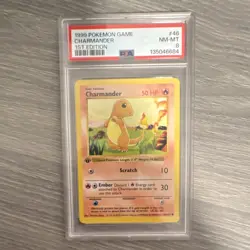 Pokemon Charmander 46/102 Base Set Shadowless 1st Edition PSA 8 1999 Eng - Image 1