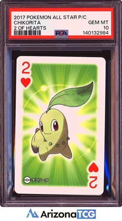 Pokemon 2017 Chikorita 2 Of Hearts All Star Playing Cards Japanese PSA 10 - Image 1