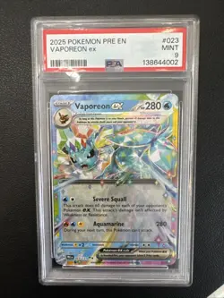 2025 POKEMON PRE EN-PRISMATIC EVOLUTIONS #023 VAPOREON EX PSA 9 - Image 1