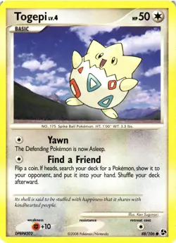 Pokemon TCG Togepi Normal 88/106 Great Encounters DMG - Image 1