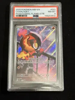 2025 Pokemon MEP Black Star Promo 22 Charcadet PSA 8 - Image 1