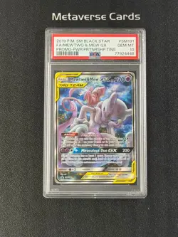 2019 Pokemon TCG Mewtwo & Mew GX Tag Team Black Star Promo #SM191 PSA 10 - Image 1