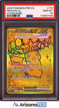 Pokemon 2025 Pikachu ex 179 Tera Hyper Rare Prismatic Evolutions GEM MINT PSA 10 - Image 1