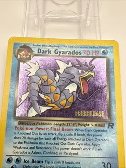 2000 Pokemon Team Rocket Holo Rare Pre-Release #8/82 Dark Gyarados - Crease - Image 2